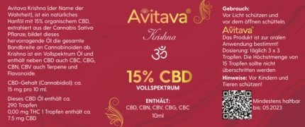 Krishna - 15% CBD Öl 1500 mg Vollspektrum in MCT mit Sprühkopf